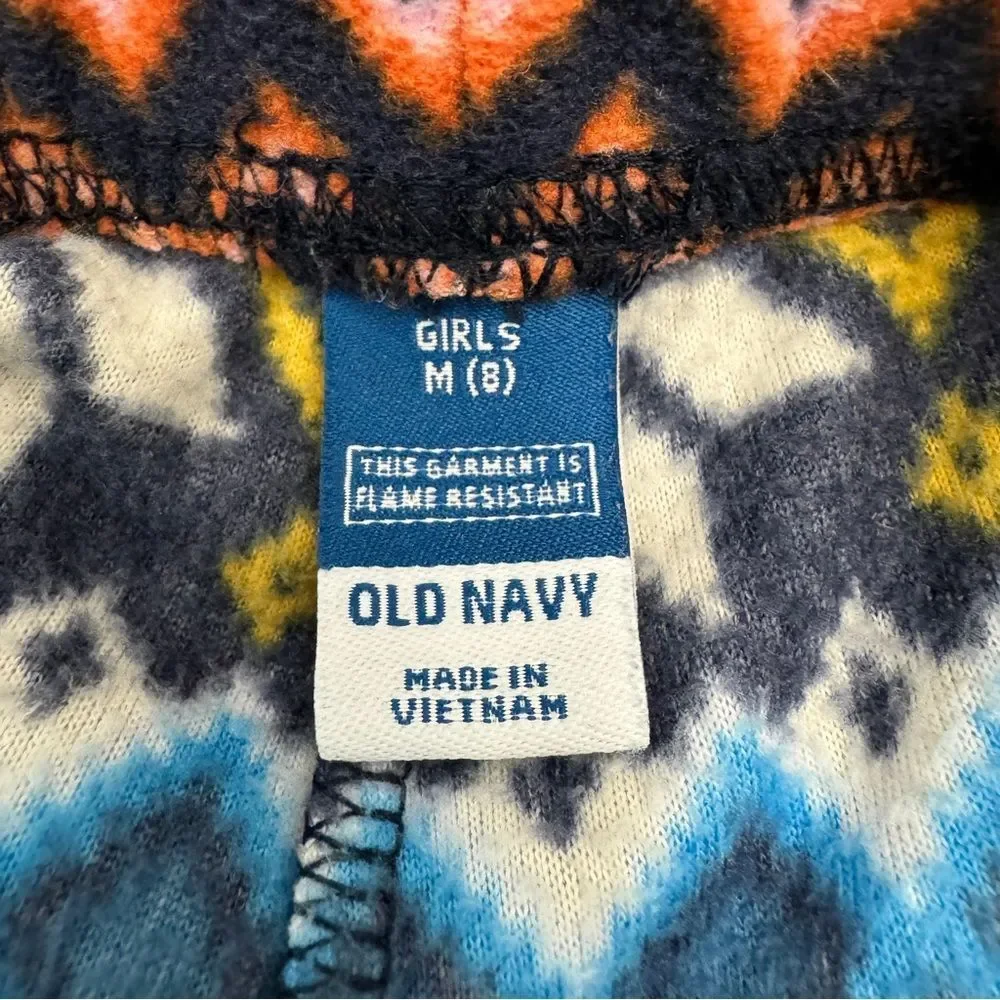 Fleece Pajama Pants White Fair Isle Lounge Girls Pants Old Navy Size 8